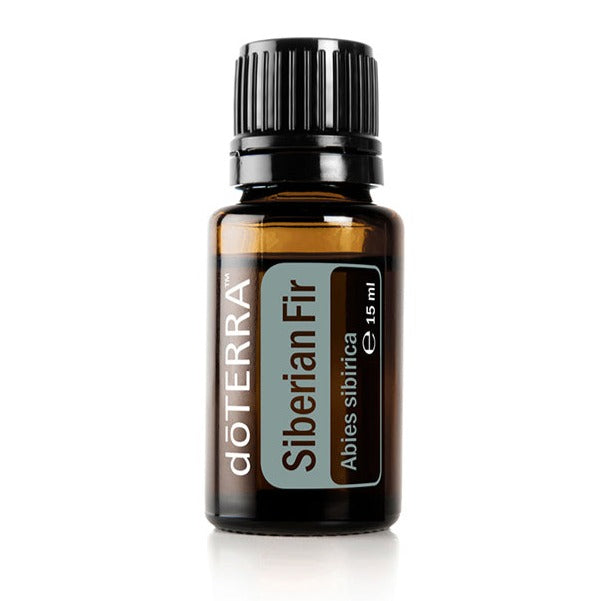 frasco de Siberian Fir doTERRA 15ml em fundo branco