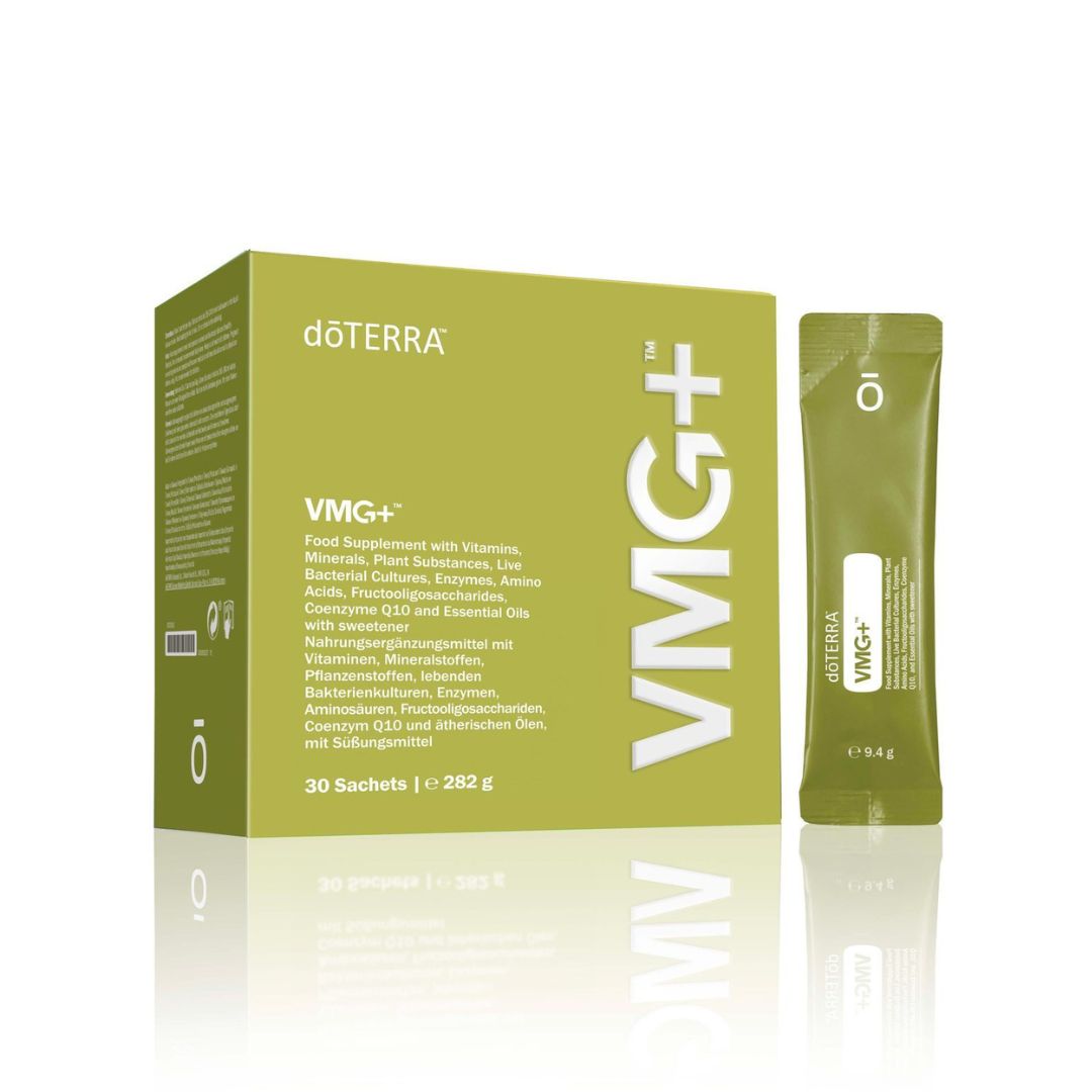 Suplemento VMG+ da doTERRA – vitaminas, minerais e probióticos em saquetas individuais